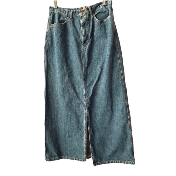 Eddie Bauer Dresses & Skirts - VTG Eddie Bauer Denim Pencil Skirt Maxi Sz 8 Front Slit Bohemian Lagenlook